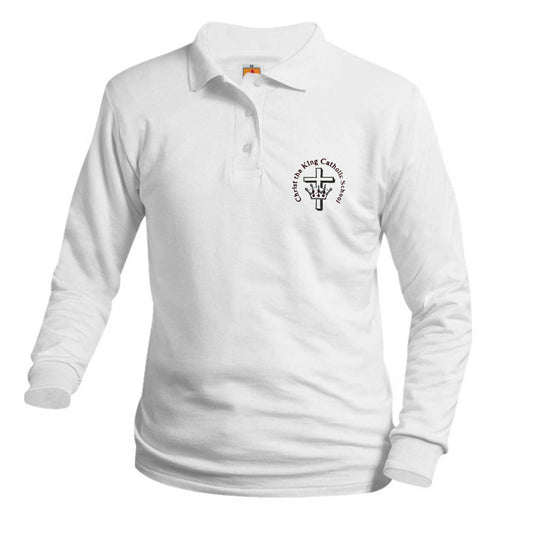 Adult Long Sleeve Smooth Polo With Christ The King School Logo