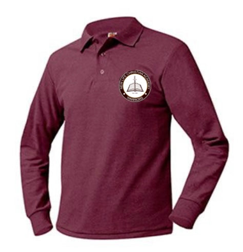 Youth Long Sleeve Pique Polo With New Life Christian Logo