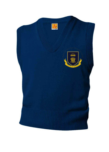 Youth Fine Gauge Sweater Vest with Queen of the Holy Rosary Logo