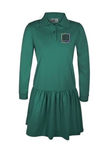 Long Sleeve Girls Polo Dress with Christian Life Academy Logo