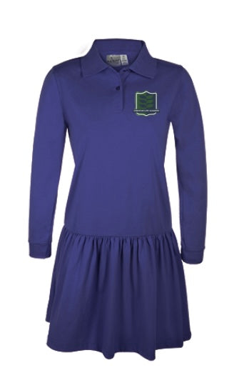 Long Sleeve Girls Polo Dress with Christian Life Academy Logo