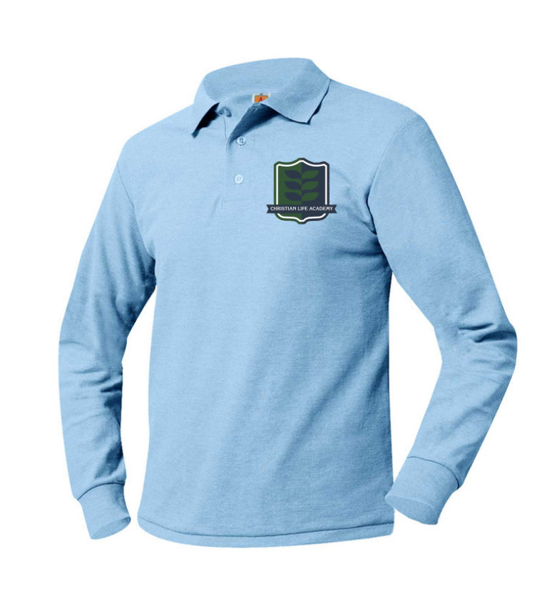 Youth Long Sleeve Polo with Christian Life Academy Logo