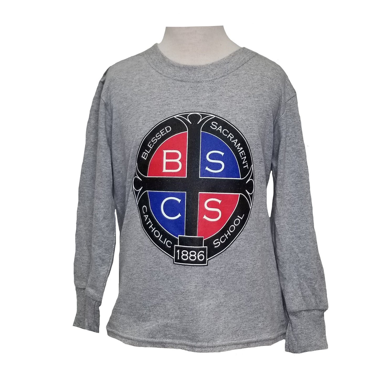 Long Sleeve Adult Tee With Blessed Sacrament Crest