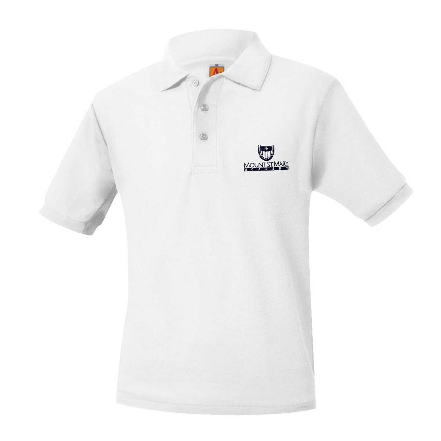 Youth Short Sleeve Pique Polo With Mount St. Mary's Logo