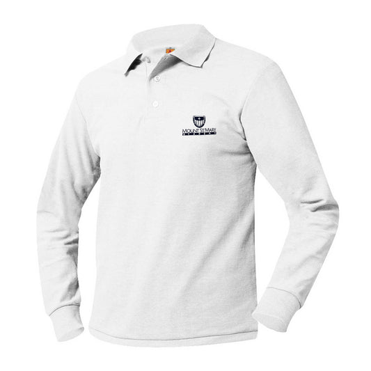 Adult Long Sleeve Pique Polo With Mount St. Mary's Logo