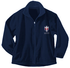 Full Zip Navy Youth Fleece With Baptist Prep Logo