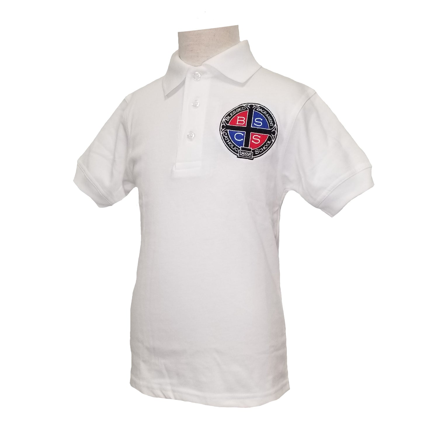 Youth Short Sleeve Smooth Polo With Blessed Sacrament Logo