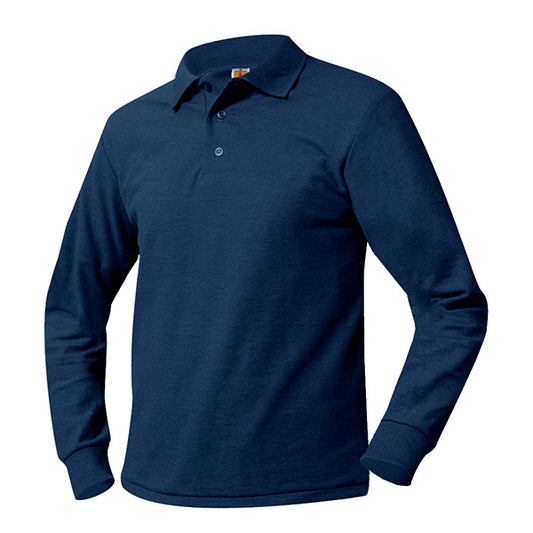 Youth Long Sleeve Pique Polo With Agape School Logo