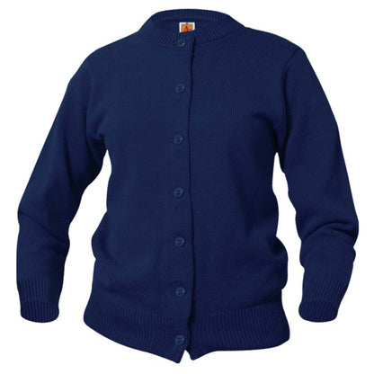 Adult Crewneck Navy Cardigan