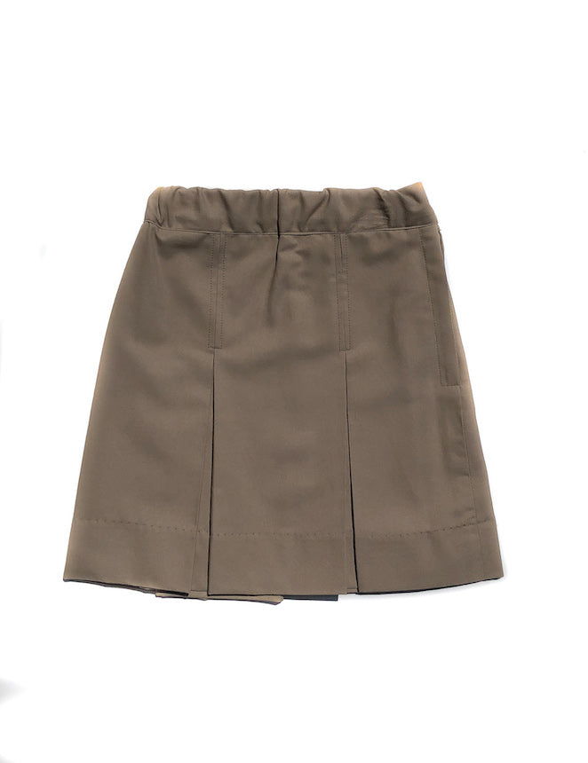 Box Pleat Khaki Skirt