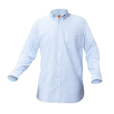 Mens Long Sleeved Striped Oxford