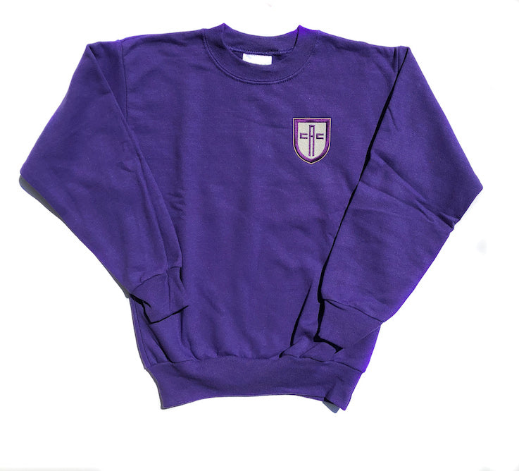 Youth Purple Crewneck Sweatshirt With CAC Logo
